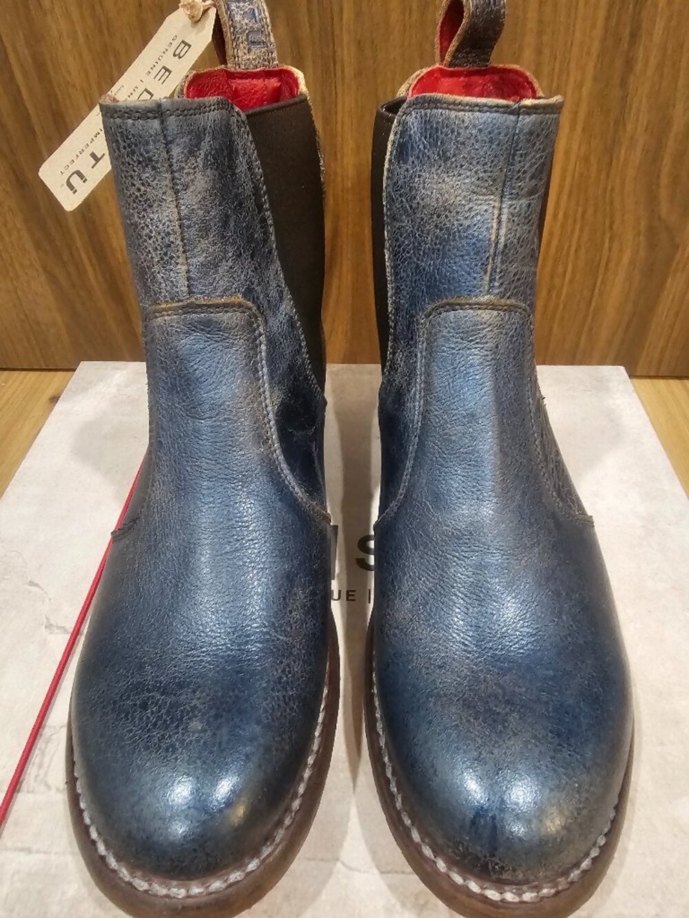 Bed Stu Nandi Cobalt Lux Blue Leather Chelsea Ankle Boots 7.5 NWT